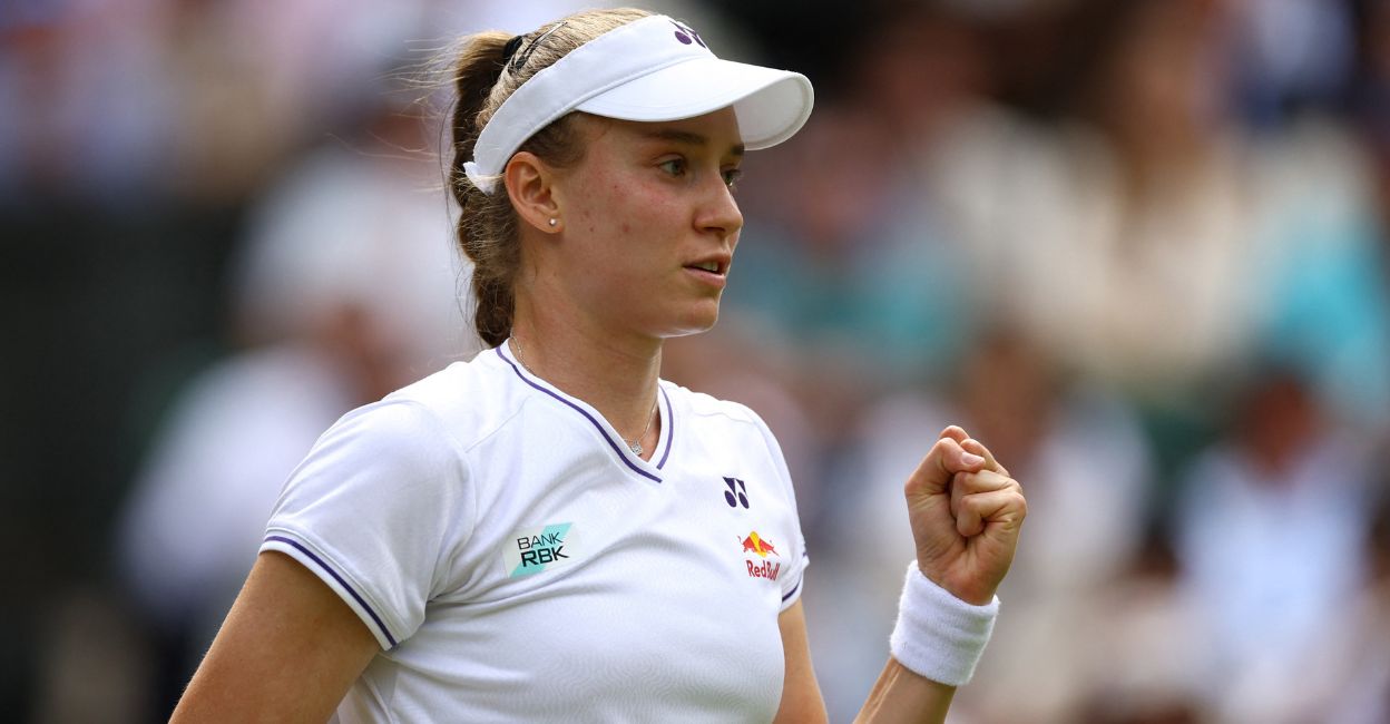 Kazakhstan's Elena Rybakina reacts during her quarterfinal match against Ukraine's Elina Svitolina. Photo: Reuters/Hannah Mckay