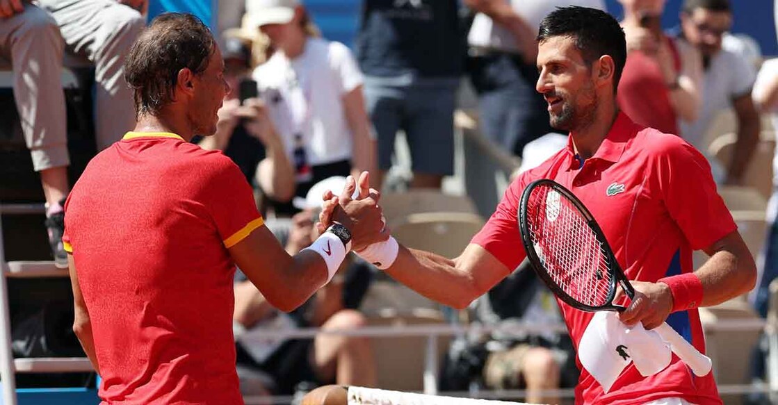 Novak Djokovic of Serbia and Rafael Nadal of Spain shake hands after their match. Photo: Reuters/ Violeta Santos Moura
