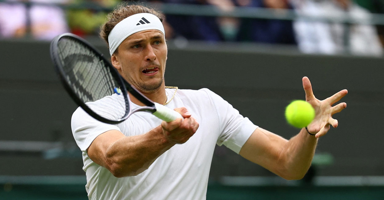 TENNIS-WIMBLEDON Germany's Alexander Zverev in action during his first round match against Spain's Roberto Carballes Baena. Photo: Reuters/Hannah Mckay