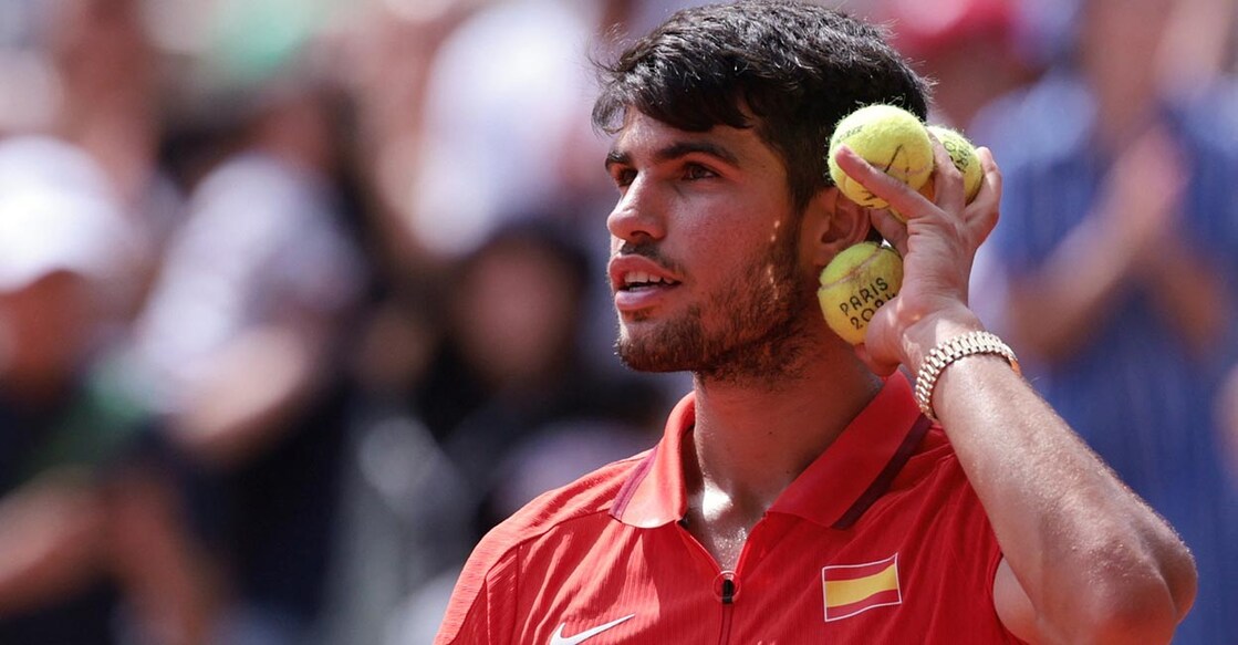 Carlos Alcaraz celebrates after beating Felix Auger-Aliassime. Photo: Reuters/Claudia Greco