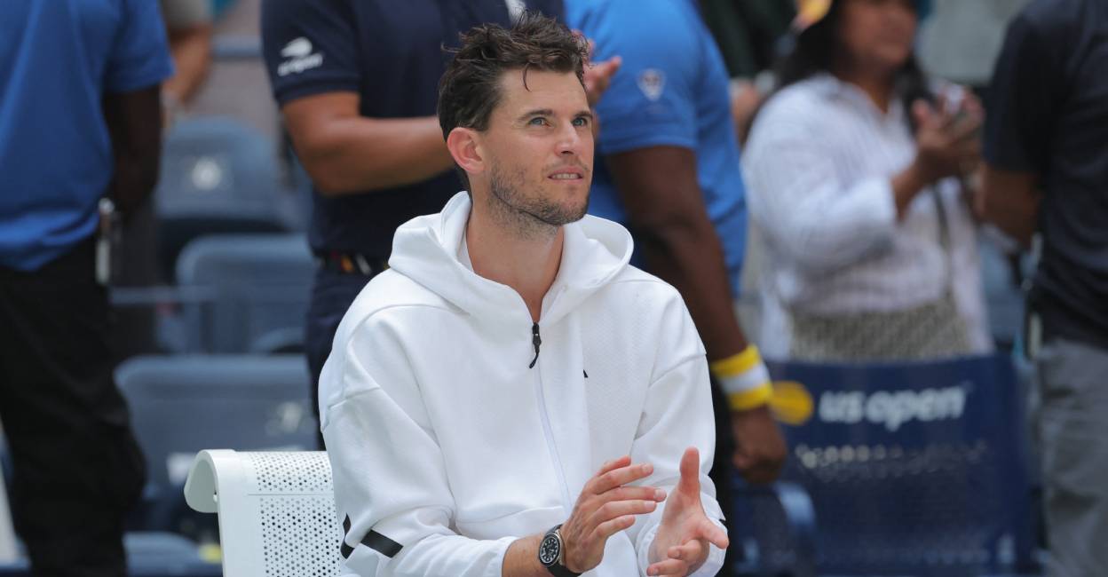 Austria's Dominic Thiem reacts after his first round match against Ben Shelton of the US. Photo: Reuters