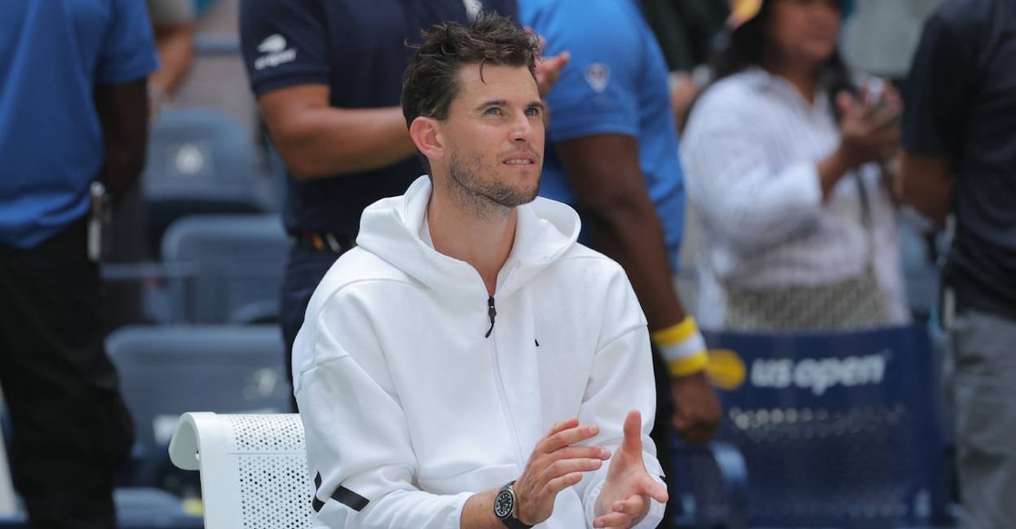 Austria's Dominic Thiem reacts after his first round match against Ben Shelton of the US. Photo: Reuters
