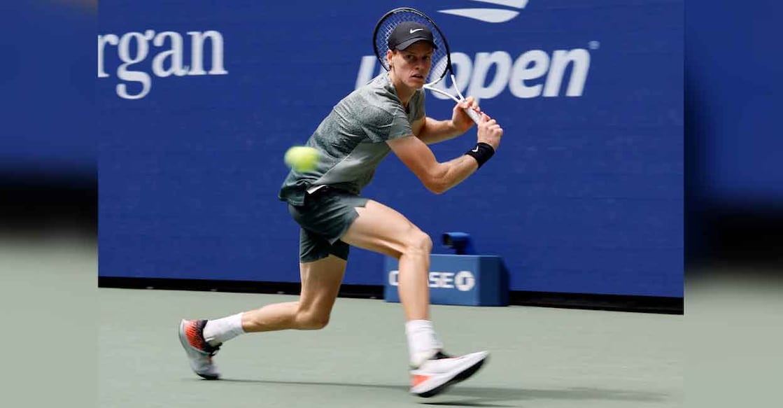 Italy's Jannik Sinner in action during his second round match against Alex Michelsen of the US. Photo: Reuters/Eduardo Munoz