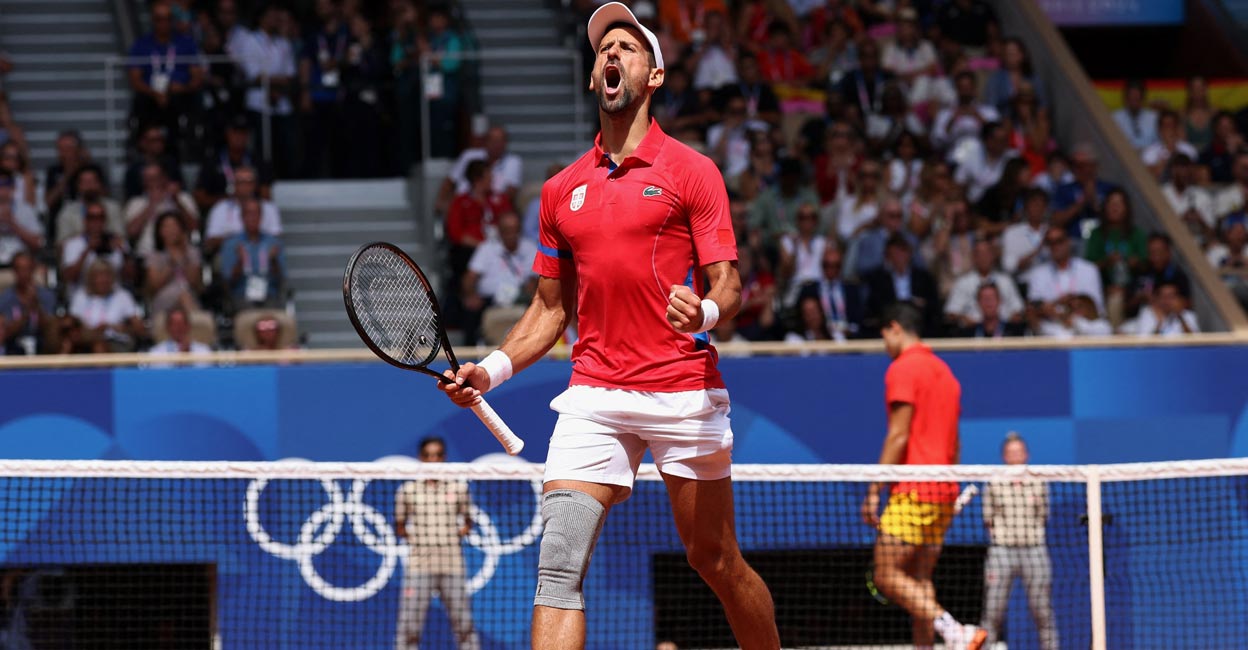 Novak Djokovic reacts during the final. Photo: Reuters/Violeta Santos Moura