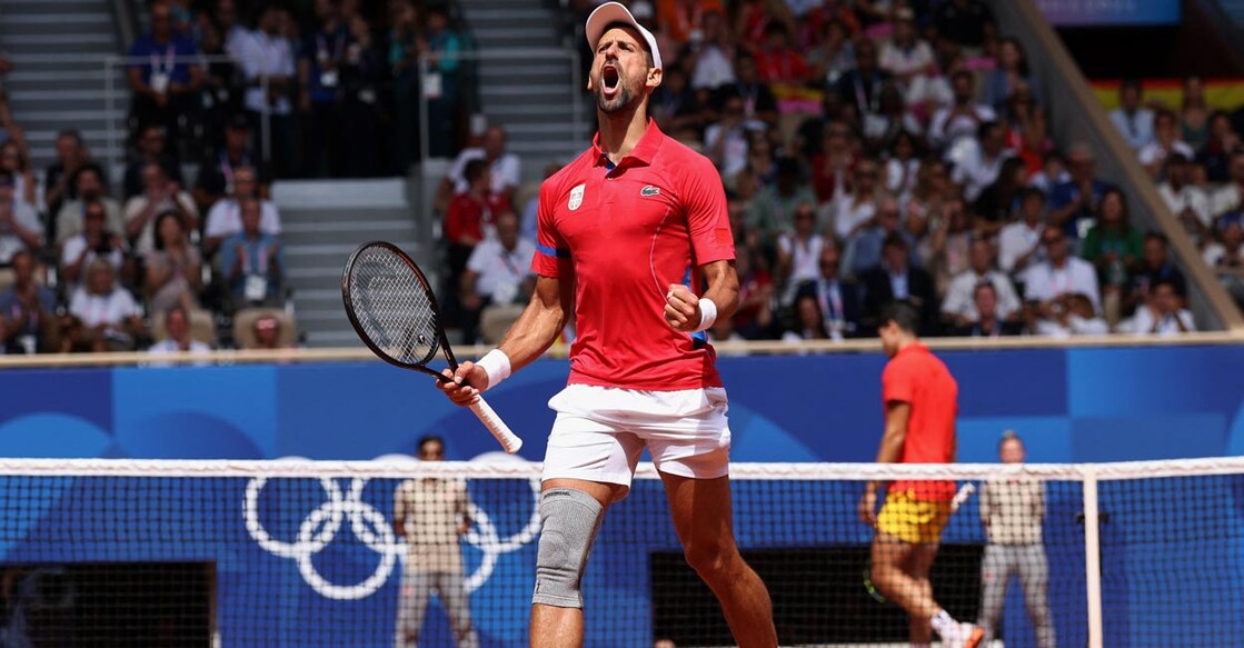 Novak Djokovic reacts during the final. Photo: Reuters/Violeta Santos Moura