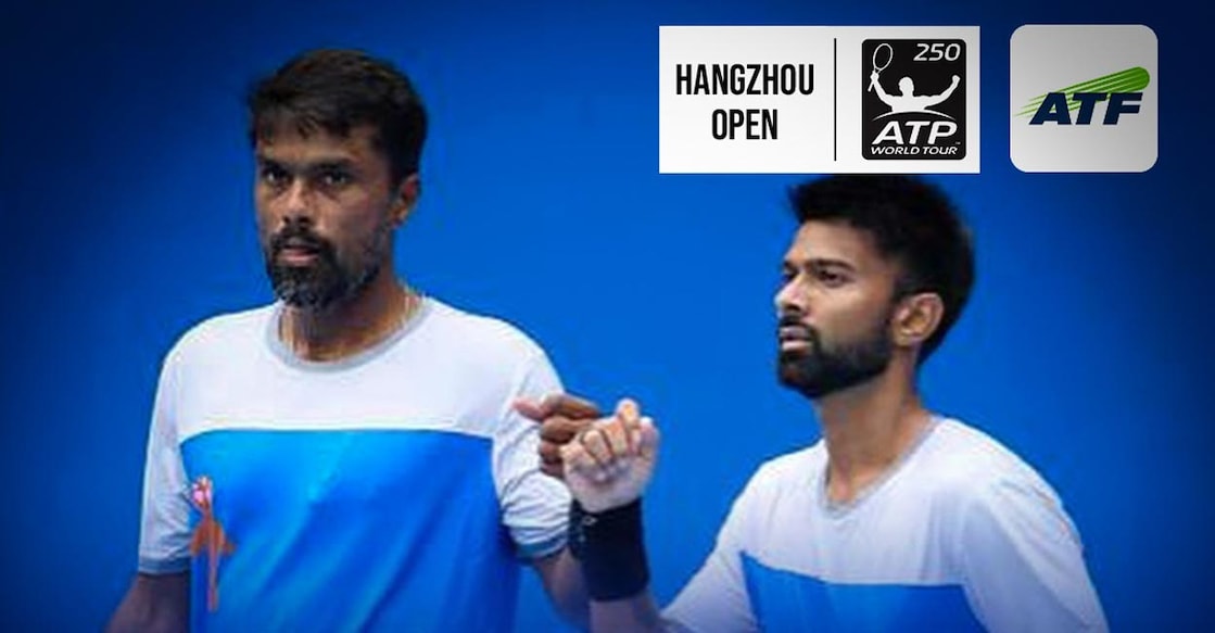 Jeevan Nedunchezhiyan and Vijay Sundar Prashanth won their maiden ATP title together. Photo: X@asian_tennis

