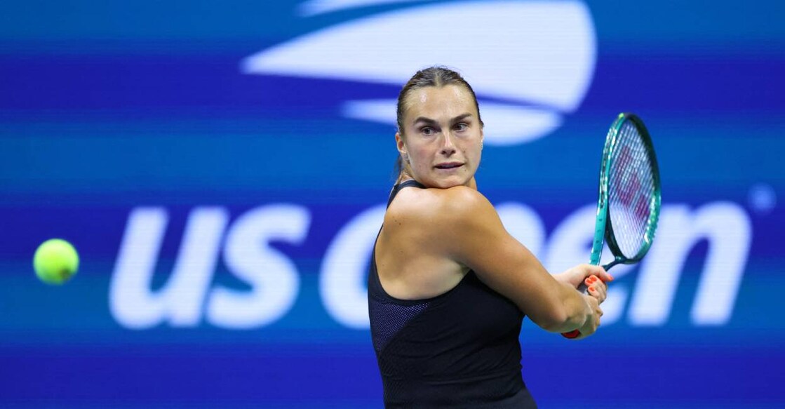 Belarus' Aryna Sabalenka in action during her quarter final match against China's Qinwen Zheng. Photo: Reuters