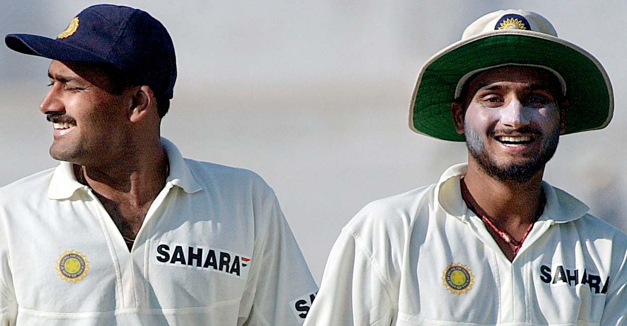 Harbhajan Singh Indian spinners Anil Kumble (L) and Harbhajan Singh at the Ferozeshah Kotla ground in New Delhi. Photo: Ravi Raveendran/AFP