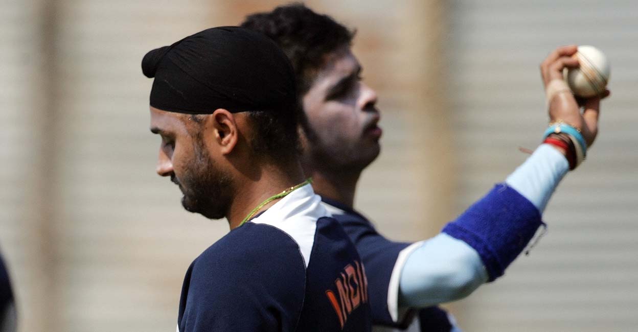 Harbhajan Singh Indian cricketers Harbhajan Singh (L) and S Sreesanth. Photo: AFP
