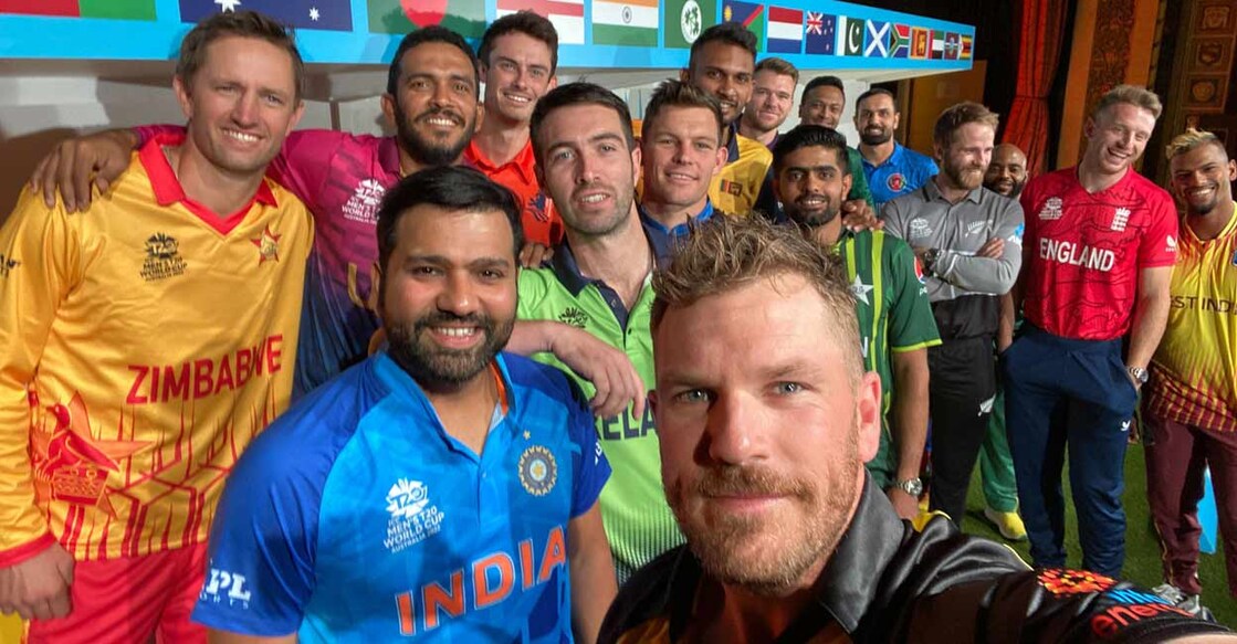 Team captains pose for a selfie ahead of the T20 World Cup. File photo: Twitter@ICC