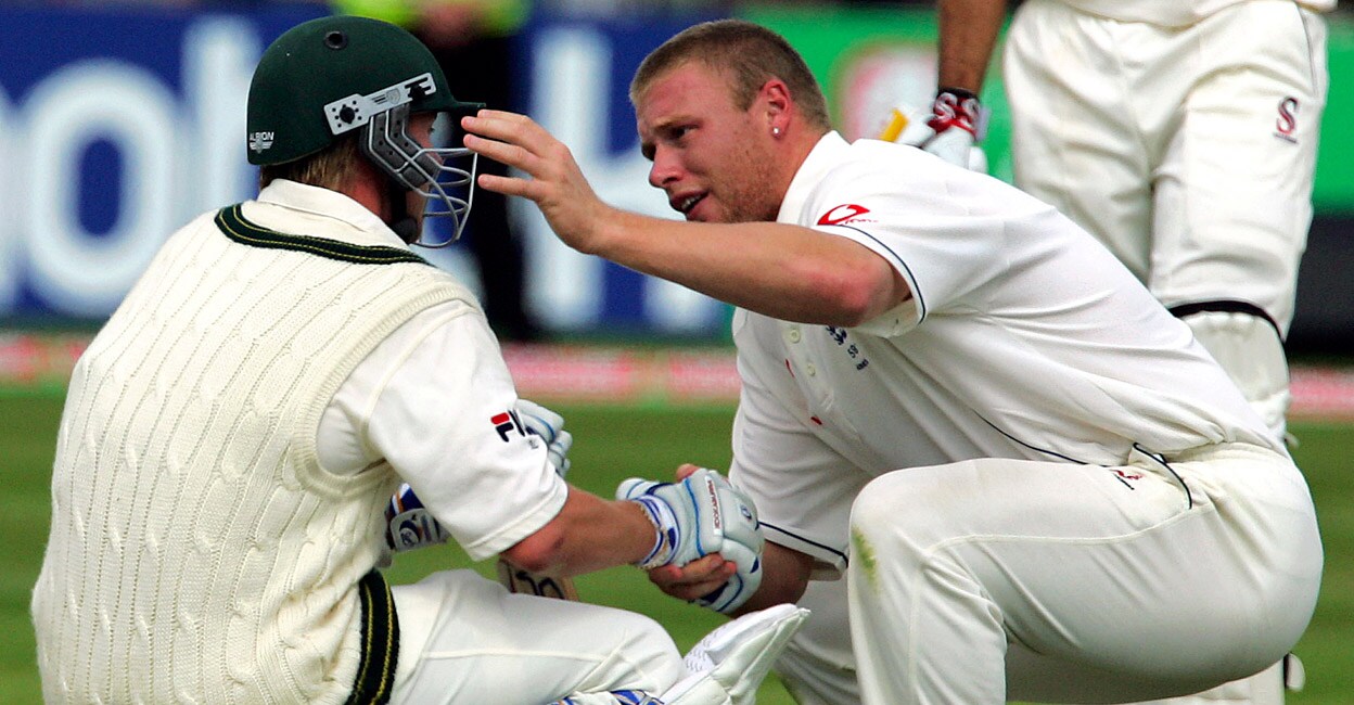 Flintoff consoles Lee Flintoff consoles Lee