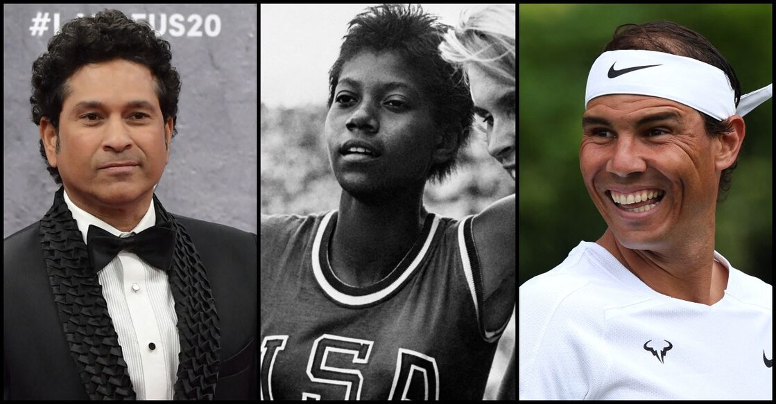 Sachin Tendulkar, Wilma Rudolph and Rafael Nadal. Photo: Tobias Schwarz/EPU/Adrian Dennis/AFP