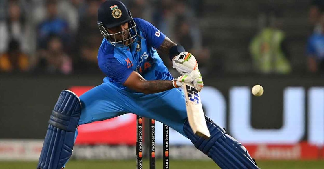 Suryakumar Yadav plays a shot during the second Twenty20 International against Sri Lanka in Pune on January 5, 2023. File photo: AFP/Punit Paranjpe