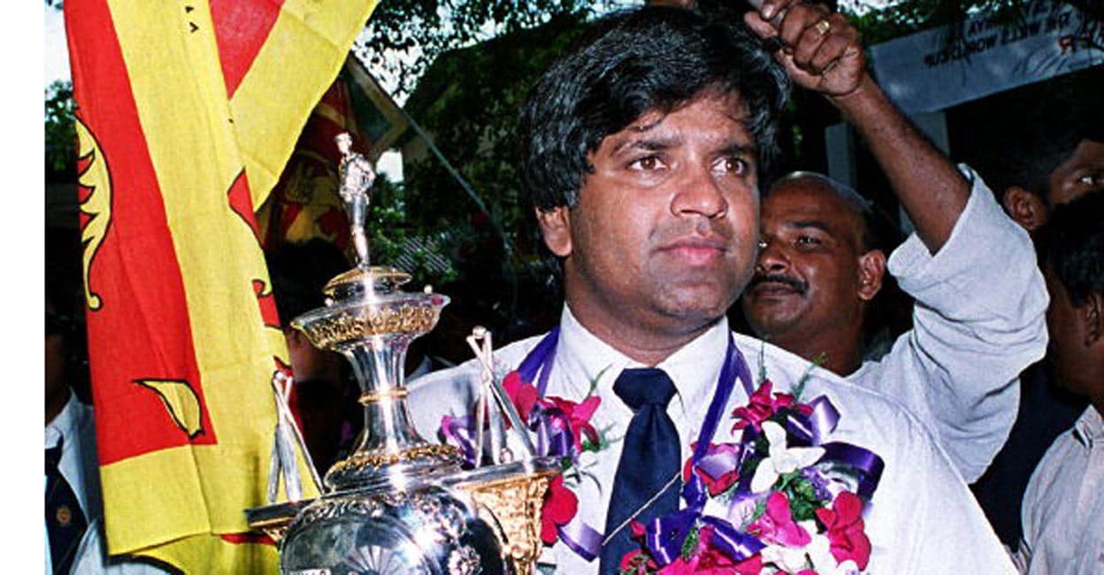 Arjuna Ranatunga Arjuna Ranatunga on his return home after winning the 1996 World Cup. File photo: AFP/Sena Vidanagama