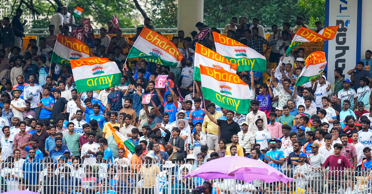 Home fans at Chepuak during the India-Bangladesh Test. Photo: PTI/R Senthilkumar  