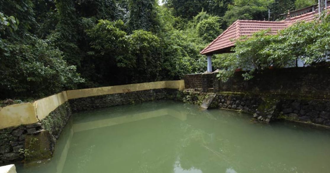 The temple pond at Panachikkad Dakshina Mookambi Temple in Kottayam.  Photo: Manorama