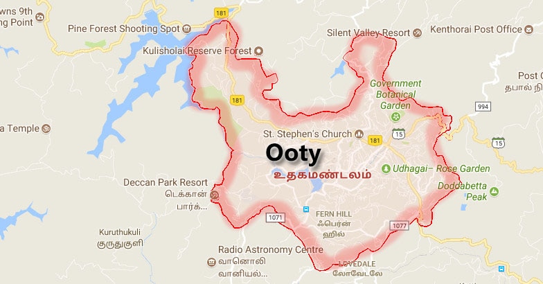 Ooty Tourist Map