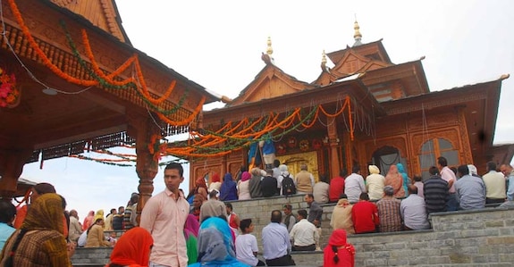 Taradevi: Devotees at the 250-year-old Tara Devi temple, just 13 km from Shimla, which was reconstructed in its original hill architecture with an outlay of over Rs 6 crore. (Photo: IANS) Taradevi: Devotees at the 250-year-old Tara Devi temple, just 13 km from Shimla, which was reconstructed in its original hill architecture with an outlay of over Rs 6 crore. (Photo: IANS)