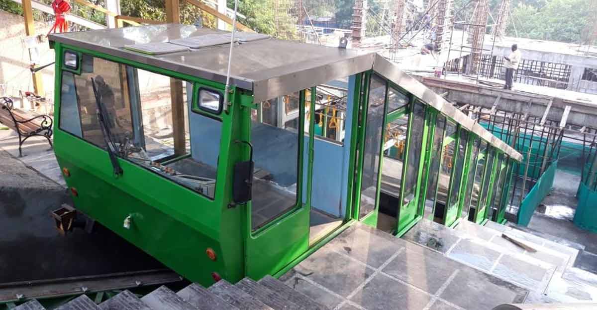 Maha' hilltop Goddess Jivdaniâ s New Year gift: A Funicular Rail for devotees . Maha' hilltop Goddess Jivdaniâ s New Year gift: A Funicular Rail for devotees .