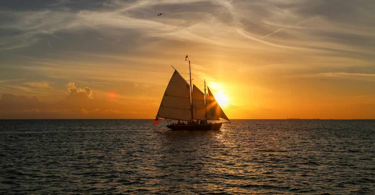 On a Cruise during sunset.
