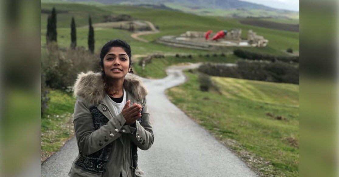 Rima shared a picture and a video on Instagram explaining the importance of the Teatro del Silenzio in Lajatico. Photo: Instagram/Rima Kallingal