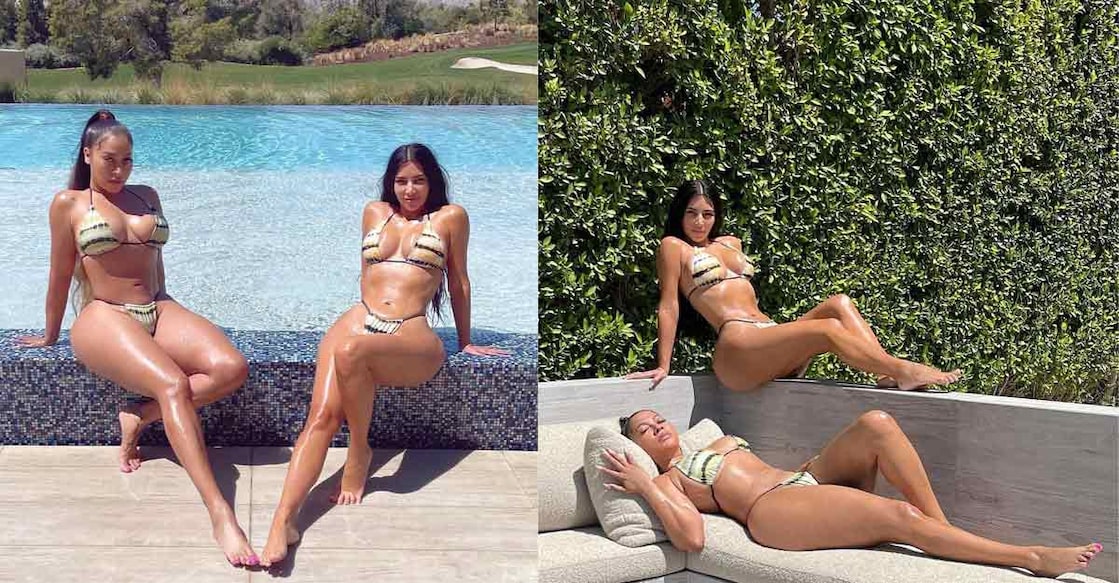 Kim flaunts perfect tan while twinning with friend in bikini