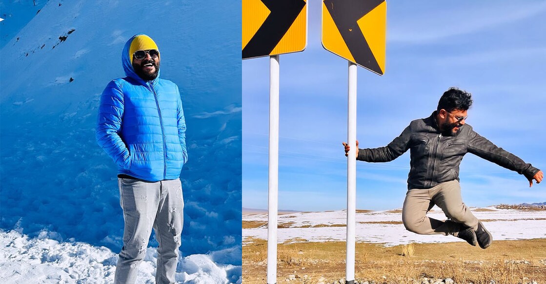 The director-actor is exploring Shymbulak, Central Asia's premier ski destination. Photo: Instagram/@rjmathukutty