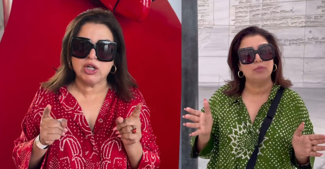 Farah Khan in Ferrari World (left) and Louvre Museum (right). Photo: Instagram/@farahkhankunder