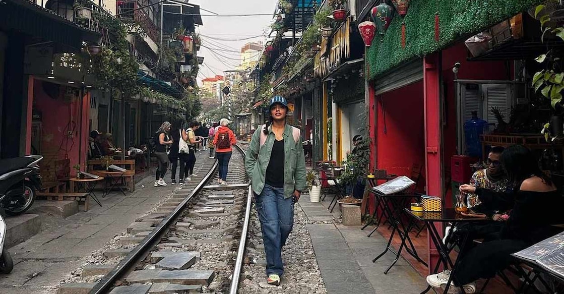 Actress Rima Kallingal who is enjoying a holiday in Vietnam has been posting fascinating pictures from the famed Train Street of Hanoi. Photo: Instagram @rimakallingal