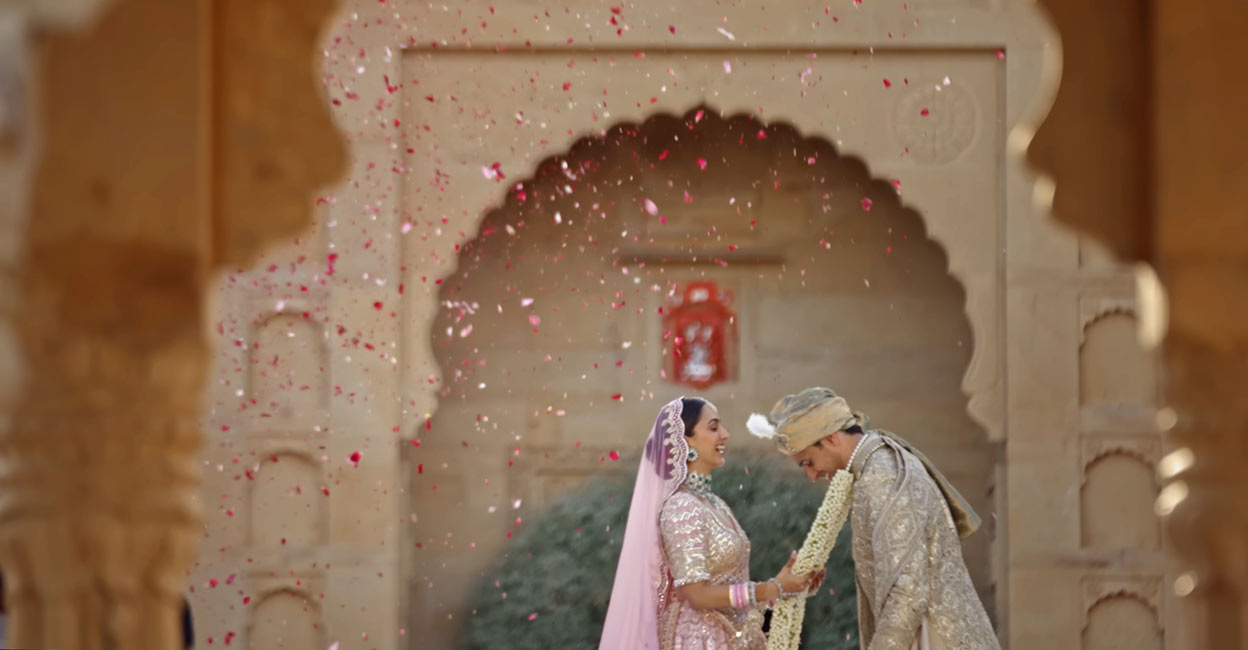 The mesmerizing beauty of the Suryagarh Palace was in full display in the photos of the marriage functions of Bollywood stars Kiara Advani and Sidharth Malhotra. Photo: Screengrab from the video posted by Instagram@kiaraaliaadvani