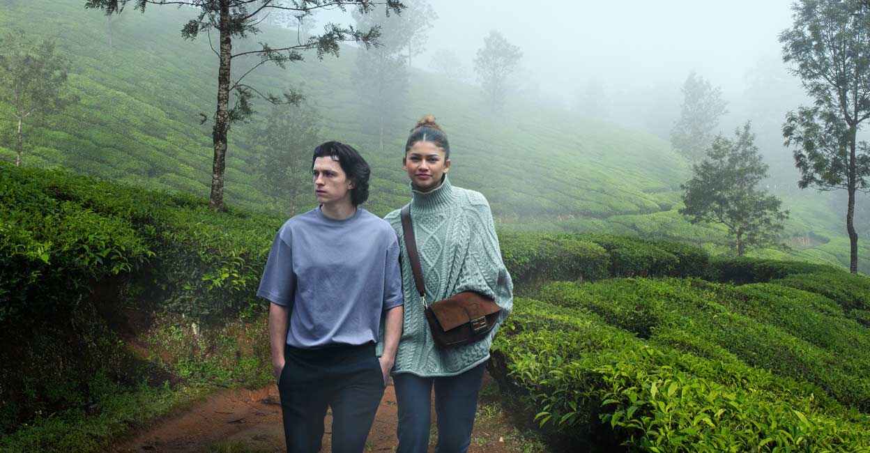 The edited photograph of Tom Holland and Zendaya in Munnar's backdrop posted by the official social media handles of Kerala Tourism. Photo: Instagram @keralatourism