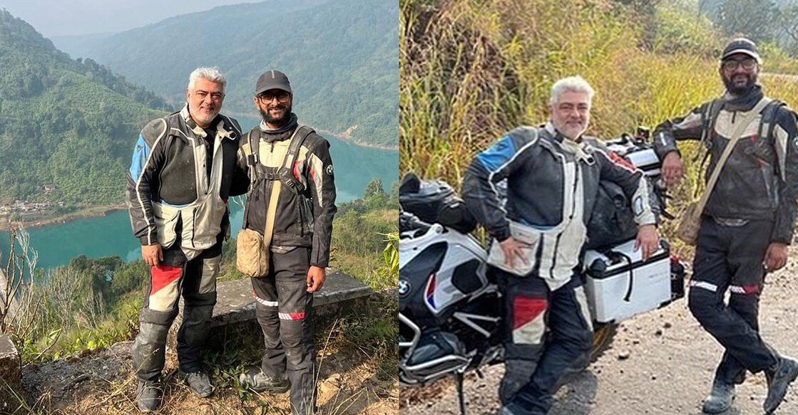 Actor Ajith Kumar with his co-rider Sugat Satpathy in 2023. Photo: Instagram/@wanderlustsatpathy