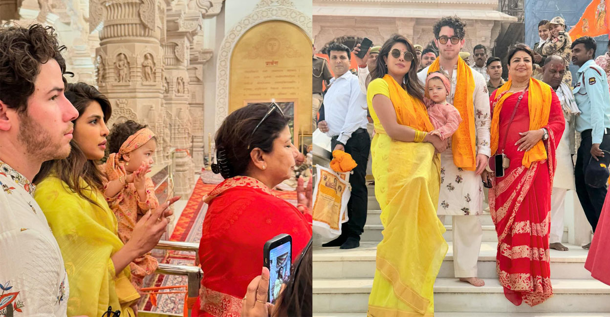 Priyanka Chopra and family after their Ram Temple darshan in Ayodhya. Photo: Instagram/@priyankachopra