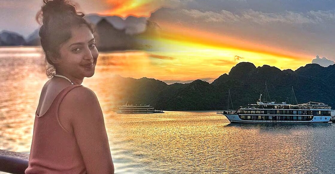 Actor Reba Monica John, who acted in a handful of Tamil and Malayalam movies, is enjoying a vacation at Ha Long Bay. Photo: Instagram/@reba_john