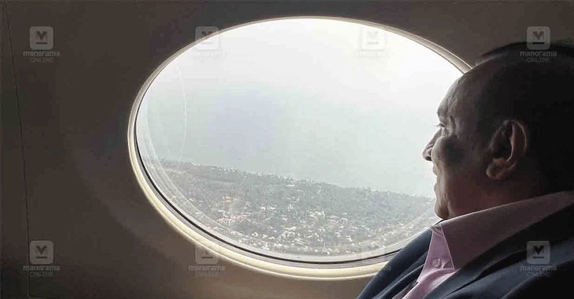 Ravi Pillai inside his private jet. Photo: Manorama