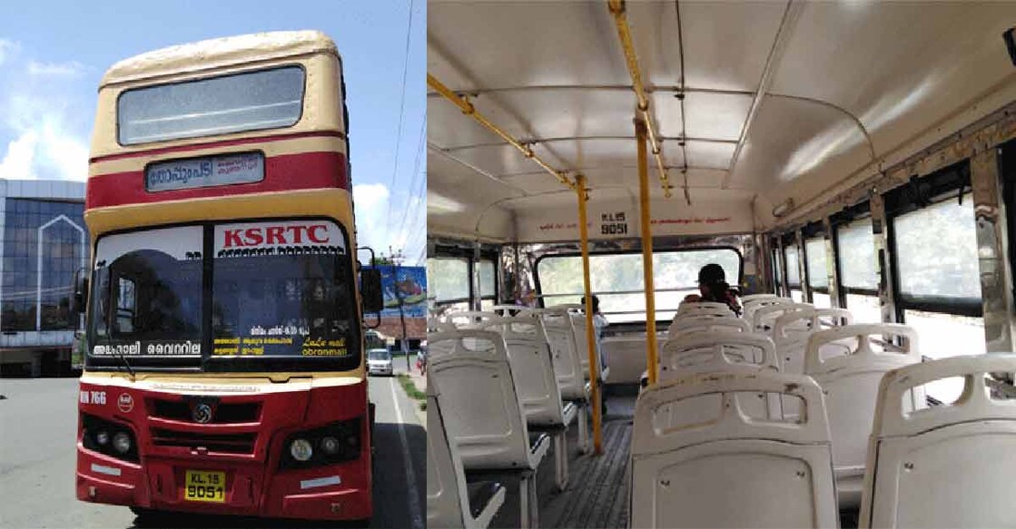 Here's the lone double-decker bus in Kochi