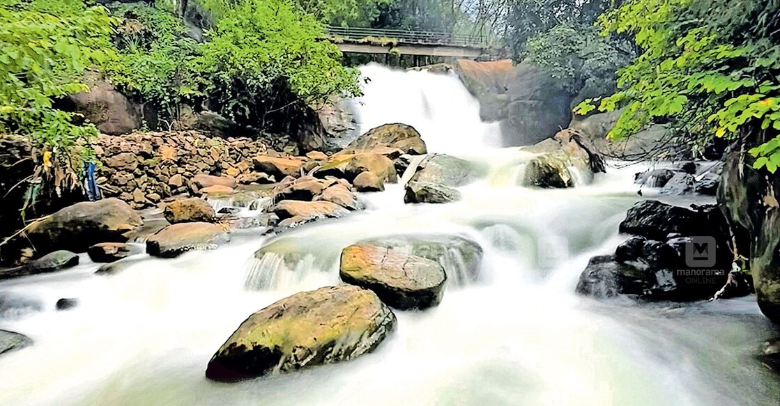 A major attraction of Pandarakuthu waterfall is that it is safe for a dip and a swim. Photo: Manorama