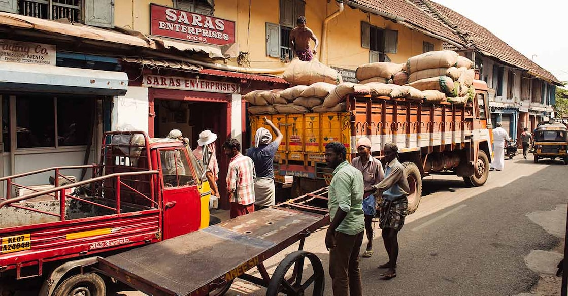 A street in Mattancherry where goods are being transported. Photo: iStock/Gilitukha