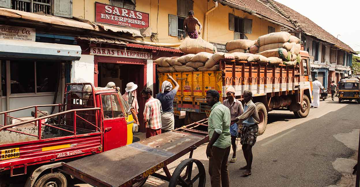 A street in Mattancherry where goods are being transported. Photo: iStock/Gilitukha
