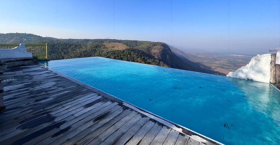 The infinity pool at Hills and Hues Resort in Thekkady is a popular spot to enjoy the hill station. Photo: Special Arrangement