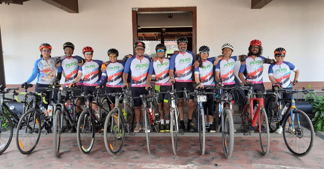 The riders pose for a click at Cherthala. Photo: Special Arrangement