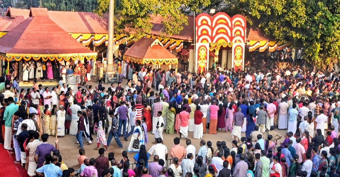 Festive fervour gripped the entire Onattukara region as the Bharani festival got underway at the famed Chettikulangara Devi Temple in Mavelikkara. Photo: Special Arrangement