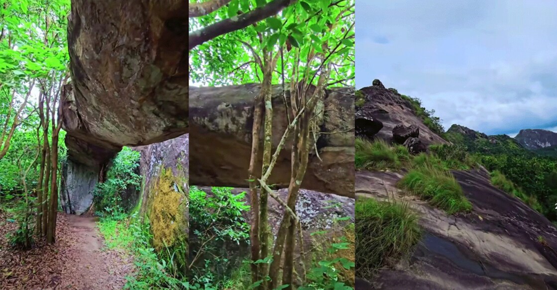 A sprawling landscape of rocks shaped into arches, bridges, and slopes, all embraced by lush greenery at Arattupara. Photo: Special Arrangement
