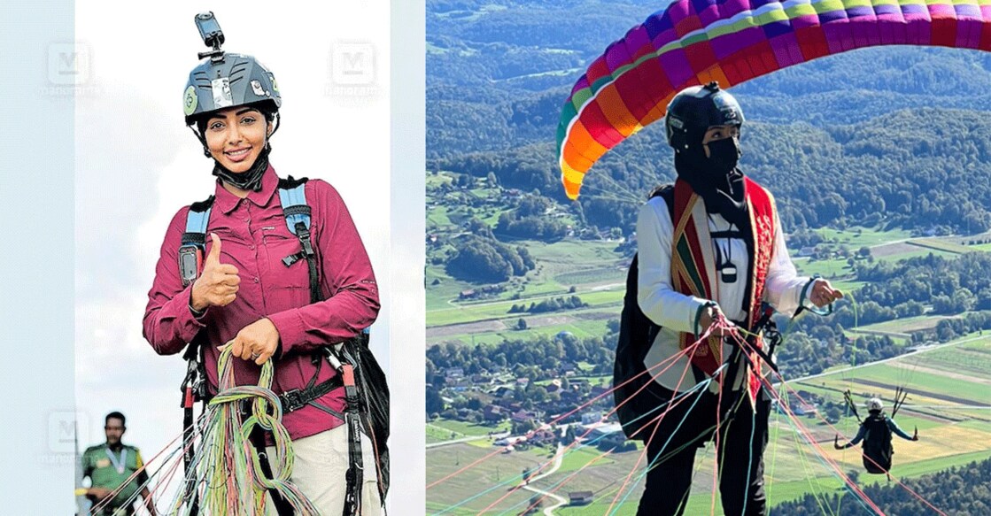 Nehal Alhilal, who works as a lecturer in Saudi Arabia, took part in the 'Top Landing Accuracy' event at the International Paragliding Fest at Vagamon. Photo: Manorama/Special Arrangement