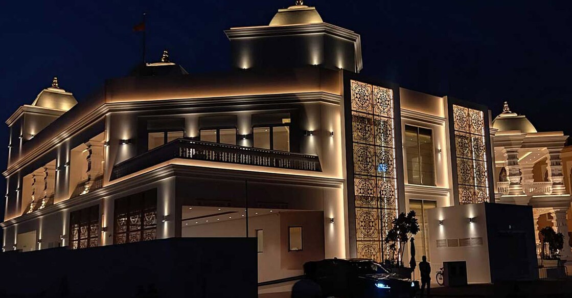 The new Hindu temple in Dubai is an architectural marvel that blends Indian and Arabic styles.