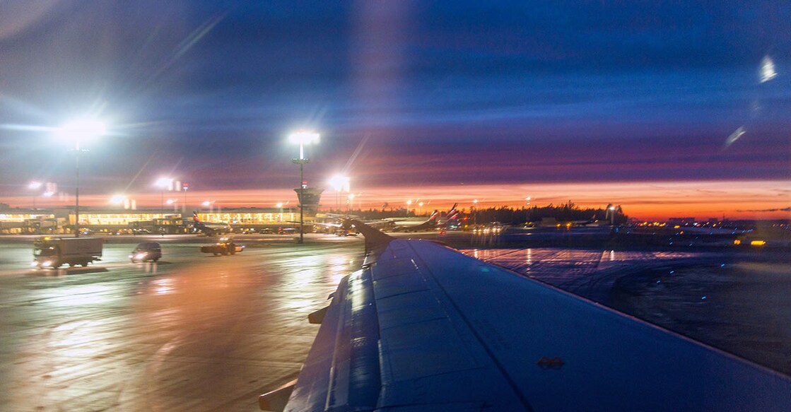 Sheremetyevo International Airport at sunset. Photo: iStock/Pavliha