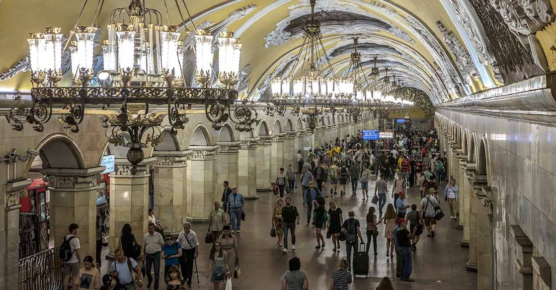 Interior of Komsomolskaya Metro Station. Photo: iStock/David P. Hilss