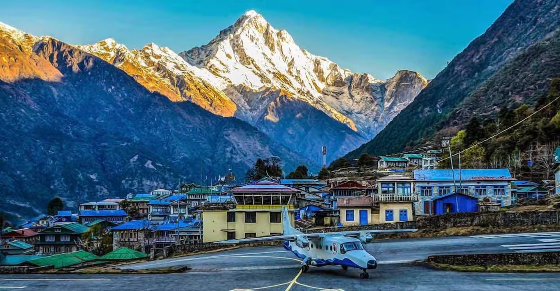 The Lukla airport also functions as a busy tourist centre.  Photo: Shutterstock/Vojtech Flidr 