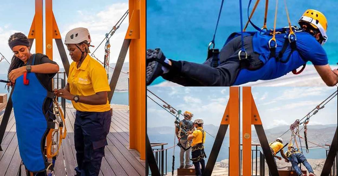 oman-zipline The zip line, which is 1800 metres long, begins at Jabal Fit and ends at the landing point built at Athana Khasab hotel. Photo: @omanadventuresofficial/Instagram