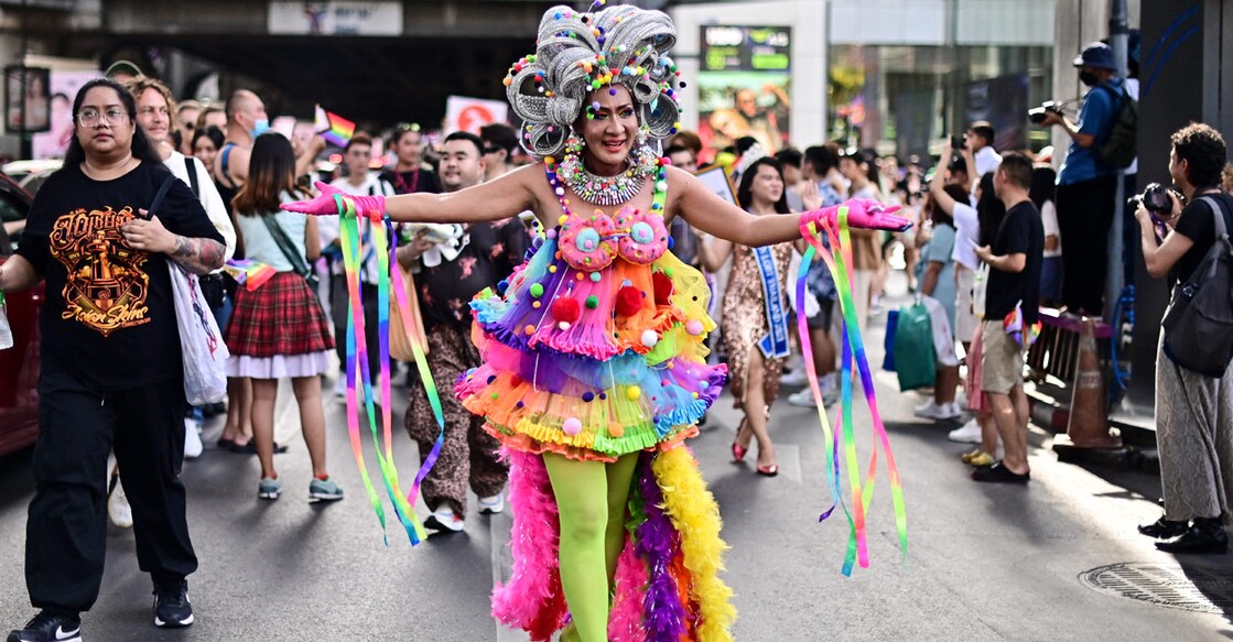 Members of the LGBTQIA+ community take part in the Pride March in Bangkok on June 4, 2023. Photo: Manan VATSYAYANA / AFP